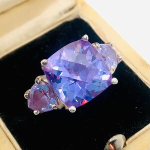 Vintage Sterling Silver Amethyst CZ Ring - Size 7