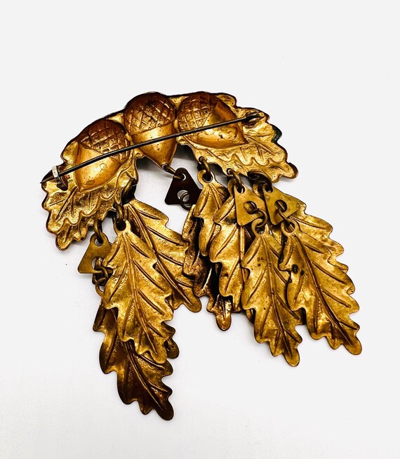 Art Deco Gilt Brass Acorns & Dangling Oak Leaves … - image 9