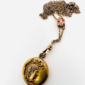Victorian Gold Filled Jeweled Watch Chain Slide Locket Necklace Vintage ...
