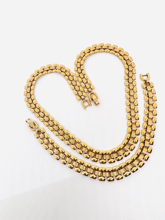 MONET Panther Link Gold Tone Necklace Bracelet De… - image 7