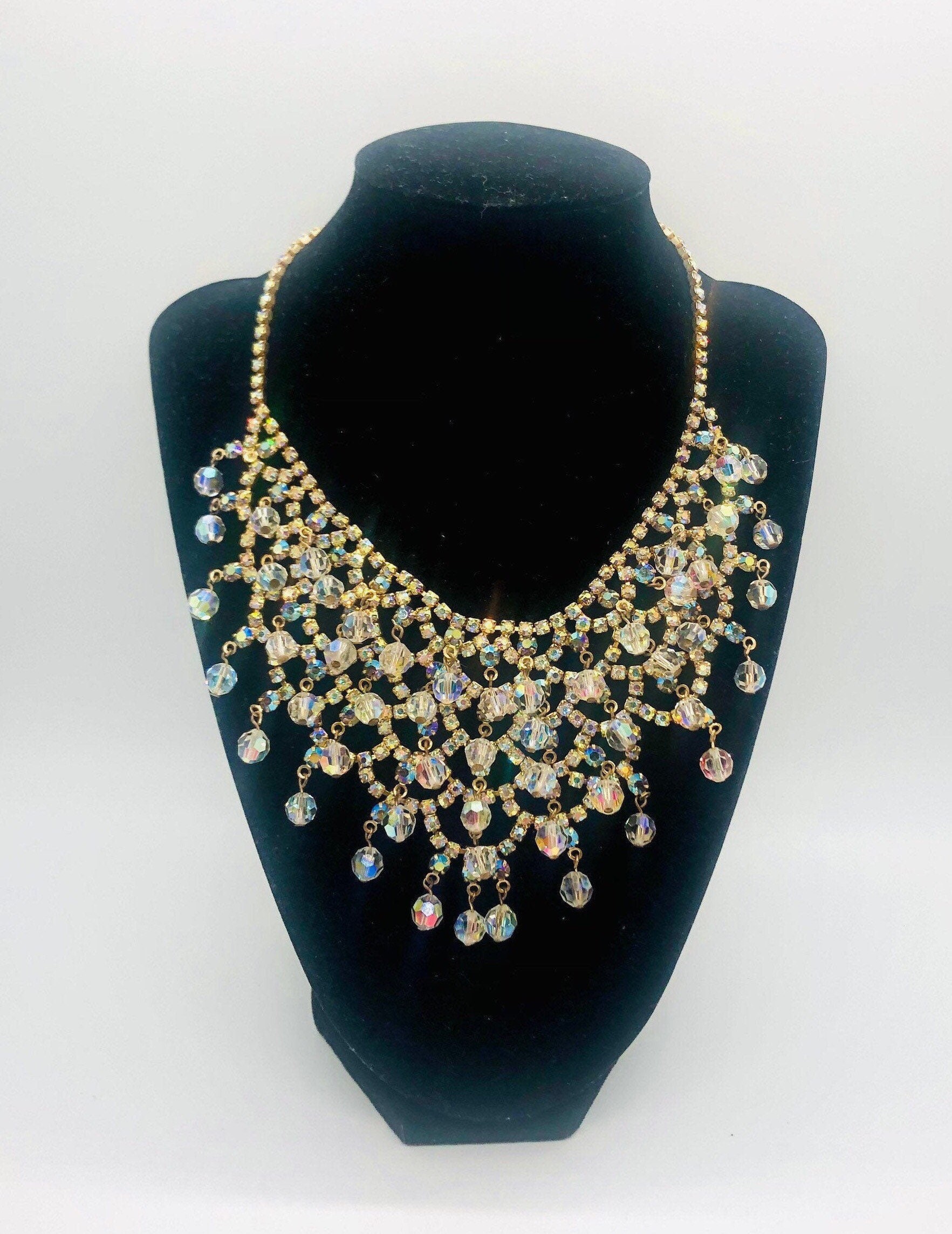 Multi Color Drusy Quartz and Multi Color Glass Beaded Station Necklace 43-45 Inches in Silvertone 126.00 CTW , Shop LC