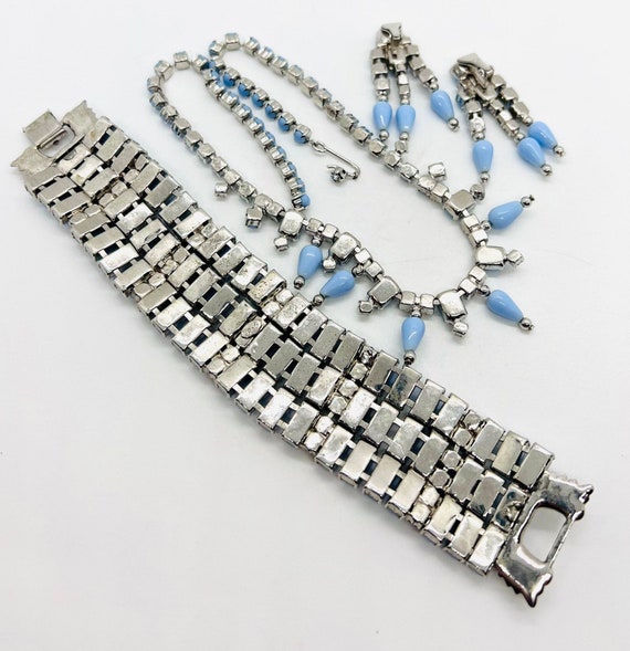 BY GALE Robins Egg Blue Glass Necklace Bracelet E… - image 10