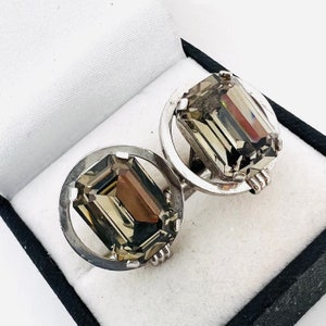 DESTINO Sterling Silver 4.4ct Smoky Quartz Vintage Cufflinks Cuff Links 11gm Gemstone Fine Mens Jewelry Suit Accessories
