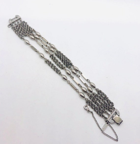 MONET Multi Chain/Strand Bracelet Silver Tone Sig… - image 4