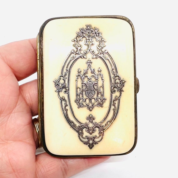 Antique Victorian French Ivory Ivorine Sterling Si