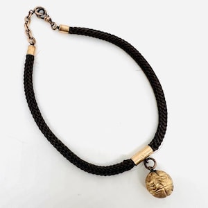 Victorian Gold Filled Thick Woven Hair Watch Chain Dangling Fob Antique Jewelry