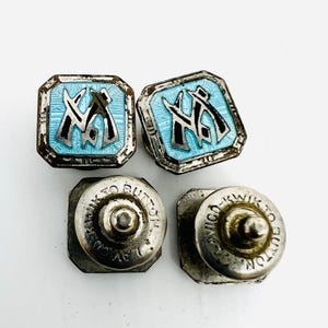 Vintage Art Deco LAVICO Kwik To Button Snap Enameled Cuff Links Cufflinks