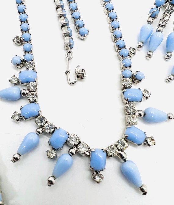 BY GALE Robins Egg Blue Glass Necklace Bracelet E… - image 5