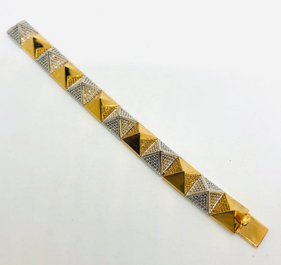 Chunky Pyramid Bracelet Two Tone CZ Set Designer … - image 5
