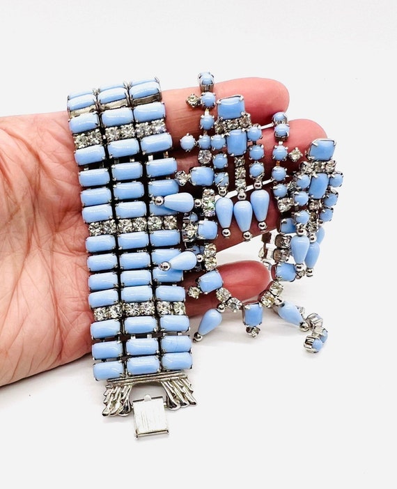 BY GALE Robins Egg Blue Glass Necklace Bracelet E… - image 9