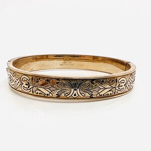 BINDER BROTHERs Gold Filled Enameled Embossed Bangle Bracelet Fine Vintage Antique Jewelry