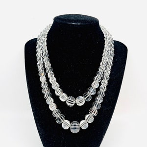 Art Deco Double Strand Faceted QUARTZ CRYSTAL Necklace 95gm Vintage Antique Jewelry