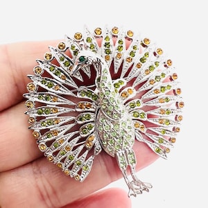 Camrose & Kross JBK Jacqueline Kennedy PEACOCK Brooch Signed Vintage Designer Jewelry