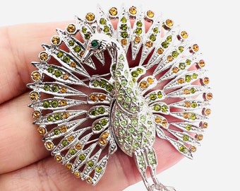 Camrose & Kross JBK Jacqueline Kennedy PEACOCK Brooch Signed Vintage Designer Jewelry