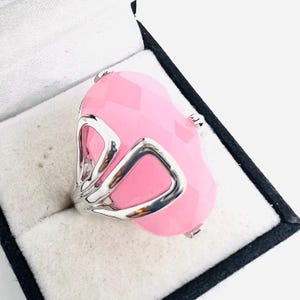 Vintage Faceted Rose Quartz Sterling Silver Ring, Size 9