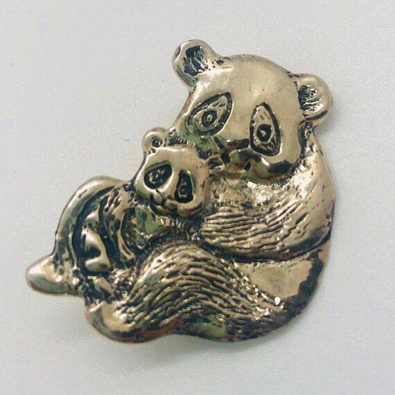 Sterling Silver PANDA BEARS Brooch Detailed 7gms Fine  display picture 3