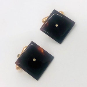 Antique Gold Filled & Faux Tortoiseshell Cuff Links Art Deco Vintage Jewelry