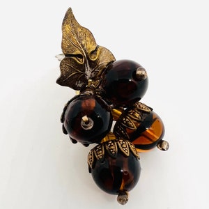 Early MIRIAM HASKELL Striped Glass Filigree Beaded Dress Clip Vintage Designer Jewelry