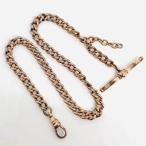Thick Antique Victorian Engraved Gold Filled Pocket Watch Chain 13 Inch 25gm Vintage Jewelry