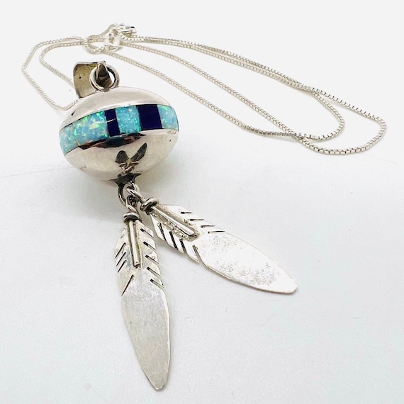 Gorgeous Vintage Native American Zuni Turquoise Inlay Sterling Silver Tiered Necklace Gorgeous Vintage Native American Zuni Turquoise Inlay Sterling Silver Tiered Necklace