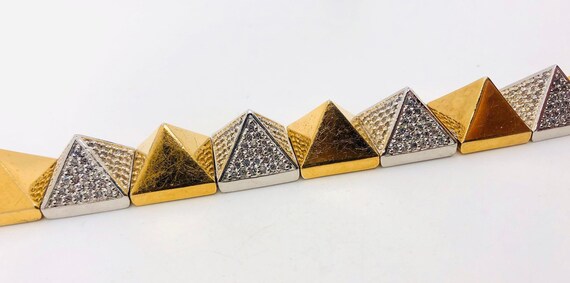 Chunky Pyramid Bracelet Two Tone CZ Set Designer … - image 8