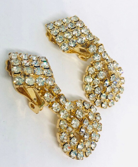 Fabulous Long Sparkling Clear Rhinestone Drop Dan… - image 5