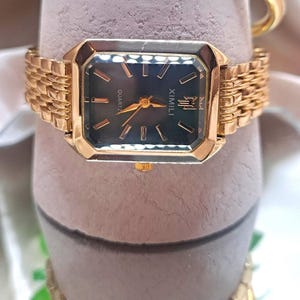 Reloj de mujer con esfera cuadrada dorada – Reloj de pulsera de inspiración vintage – Elegante reloj de cuarzo para uso diario imagen 5