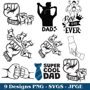 Father&#39;s Day Fist Bump Set Png, Dad Fist Bump Svg, Father&#39;s Day Design, Baby Toddler Kid Dad Fist Bump, customized name SVG, Family SVG