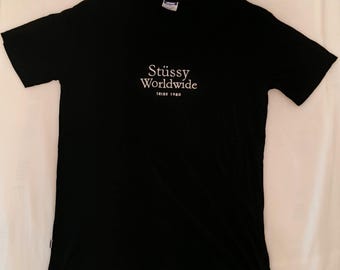 Camiseta vintage Stussy Worldwide de los años 80, RARA, completamente nueva, talla S/M
