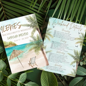 Cancun or Tropical Bachelorette Party Invitation & Itinerary – Editable Canva Template – Instant Digital Download