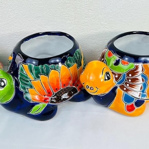 手作りタラベラタートルポット：鉛フリーセラミックプランター