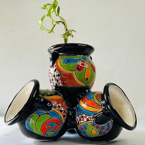 Talavera Succulent Flower Pot: Hand-Painted Jarritos Planter (10x8 inches)
