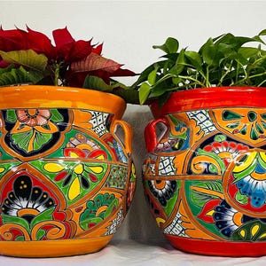 Handmade Talavera Flower Pot: Medium Michoacana Planter