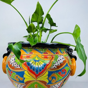 Handbemalte Talavera Keramik Blumentopf - Handgemachter mexikanischer Übertopf