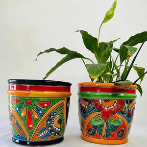 Hand Painted Talavera Flower Pot - 6&quot; Mexican Decor