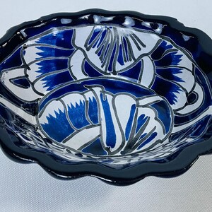 Hand-Painted Talavera Tray: Lead-Free Ceramic Dish Az/bco