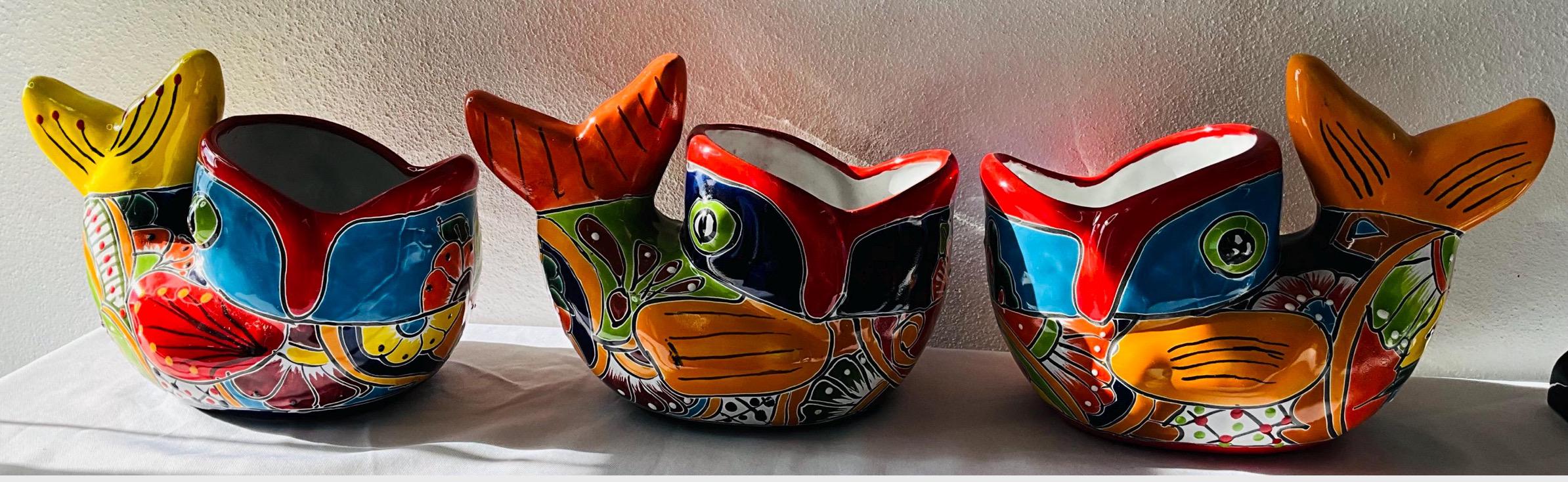 Handmade Talavera Fish Pot: Colorful Ceramic Planter - Etsy