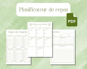 Essensplaner, Einkaufsliste, Wochenmenü, Rezeptkarte, Essensorganisation