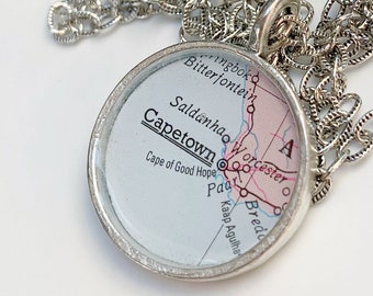 Capetown South Africa Real Map Charm Necklace