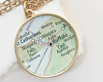 Niagara Falls Buffalo New York Map Necklace