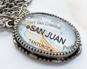 San Juan Puerto Rico Map Necklace