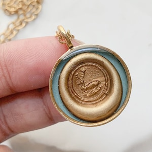 Stag Wax Seal Impression Charm Necklace