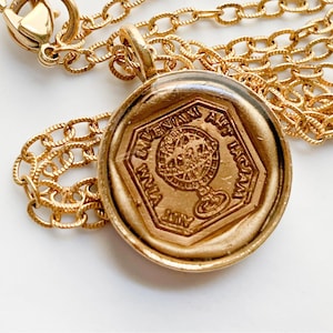 Globe Wax Seal Necklace with Latin Sentiment