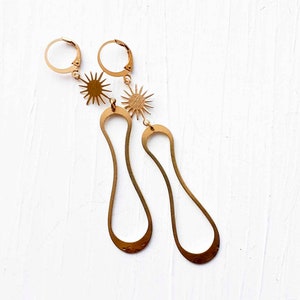 Long Brass Earrings image 3