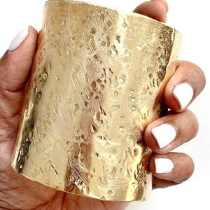 Extra Wide Tall Brass Cuff Bracelet, Modern Cuff