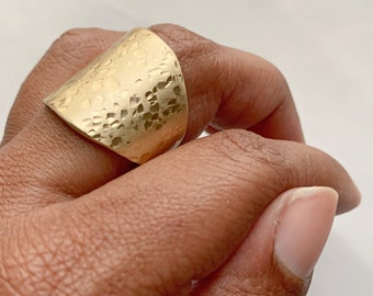 Handmade Brass Textured Short Ring