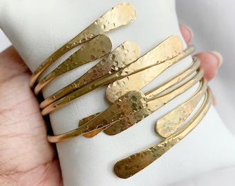 Set of 5 Modern Cuff Bracelets, Brass Jewelry, Open Cuff, Simple Bracelet, Laying Jewelry, Adjustable Cuff Bracelet, Arm Cuffs