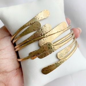 Set of 5 Modern Cuff Bracelets, Brass Jewelry, Open Cuff, Simple Bracelet, Laying Jewelry, Adjustable Cuff Bracelet, Arm Cuffs