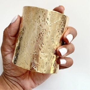 Extra Wide Tall Brass Cuff Bracelet, Modern Cuff