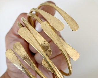 Yellow Brass Bangle Bracelets Set of 5